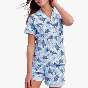 Vera Bradley women's cotton pajama set sleeve button-up shirt and shorts